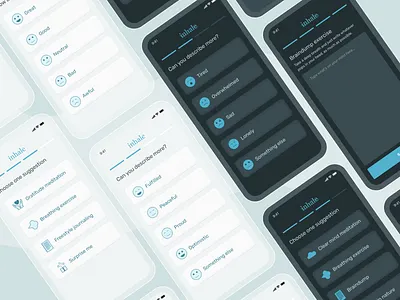 Inhale Mental Health App agency app braindump design emotions graphic design illustration logo mentalhealth mobileapp neumorphism ui ux vector