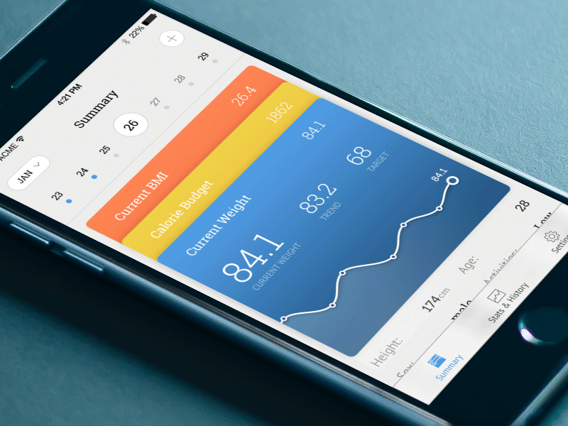 Weight Tracker app bmi calorie card diet healthkit healthy loss mobile monitor stats tracker weight