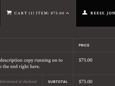Fantesca Shopping Cart buy cart drop down fly down menu shopping cart