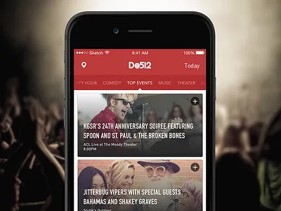 DoStuff App Visuals (wip) app cards concert event iphone list map mobile music pins