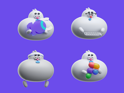 10Clouds Puffs 2.0 10clouds 3d branding character character design cloud dev figma gym illustration mascote modeling puff render