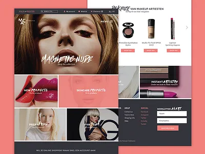MAC Redesign color cosmetics grey home logo makeup menu personal redesign salmon website white