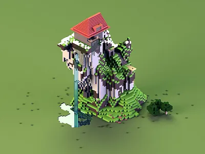 End Of The Road 3d cinema 4d fall grass green house minecraft pond render witch