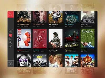 Movies Widget app black design drawingart flat movies photoshop responsive ui ux website widget