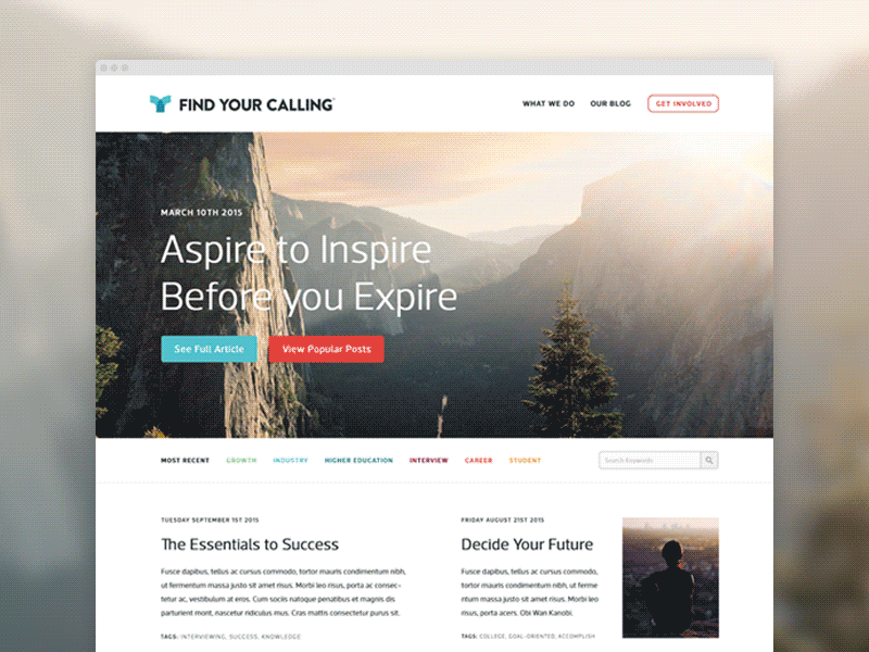 FYC Blog blog branding colors focus lab layout ui user interface ux web