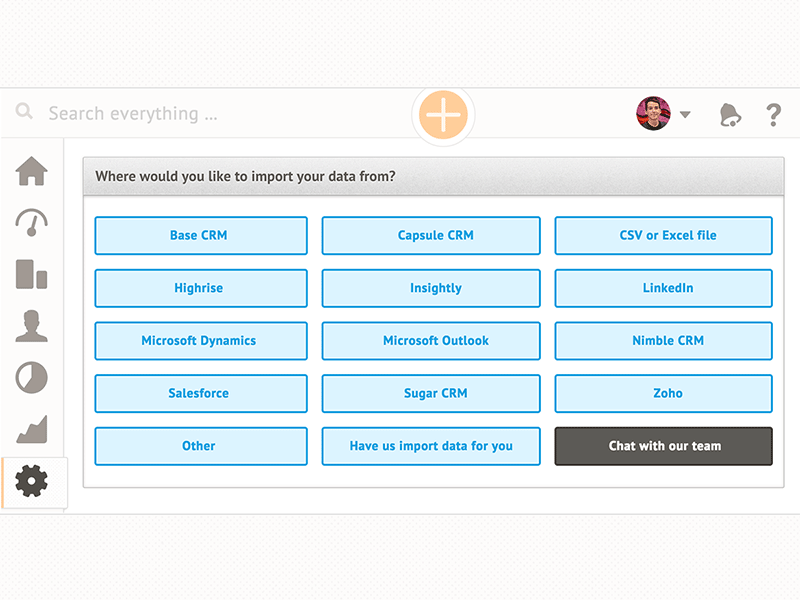 Nutshell UI design features import nutshell wizard