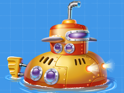 Tiny Submarine app art cartoon cute game illustration loggia orange slots submarine tiny vector