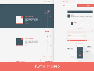 FREEBIE PSD: Flat UI Kit bootstrap download element flat free freebie gui minimal psd timeline ui web