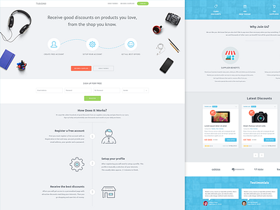 Landing Page blue homepage interface landing layout light shopping