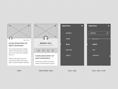 Mobile Blog Layout IXD blog device ixd layout menu mobile profile ui ux website wireframe