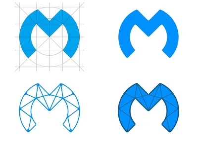 Letter M + social media mark blue brand golden ratio identity letter logo m mark monogram social typo typography