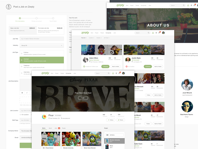 Zerply about card company form profile ux website