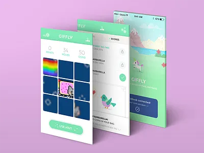 Giffly - UI game ios landing page leaderboard pixel scores tails top menu ui ux