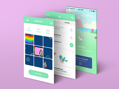 Giffly - UI game ios landing page leaderboard pixel scores tails top menu ui ux