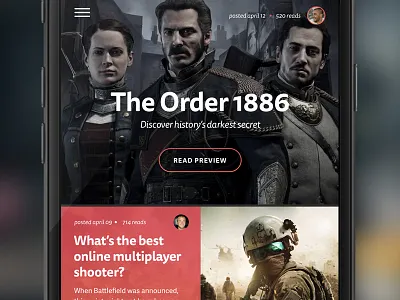 Mobile game app app articles blog design game grid interface ios mobile profile sketch ui