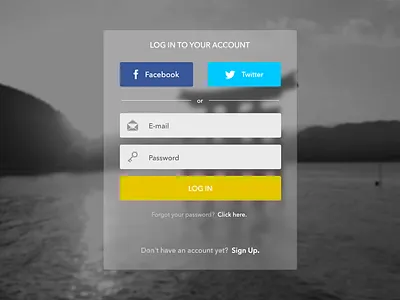 Translucent Login account application blur flat logins popup signups translucency transparency ui
