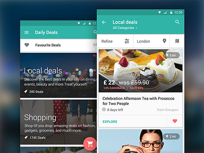 Workangel - Daily Deals android card deal detail list material design offer refine ui ux