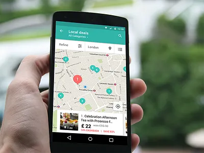 Workangel - Daily Deals android card city interface design map material design offer ui ux white label