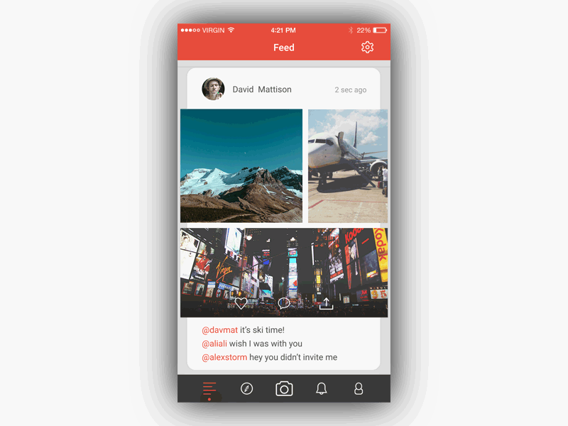Social Photo App clean flat ios iphone minimal social ui