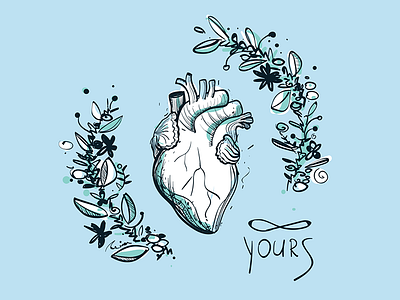 Forever Yours flower forever graphic heart lettering love medicine postcard poster typography valentine vday