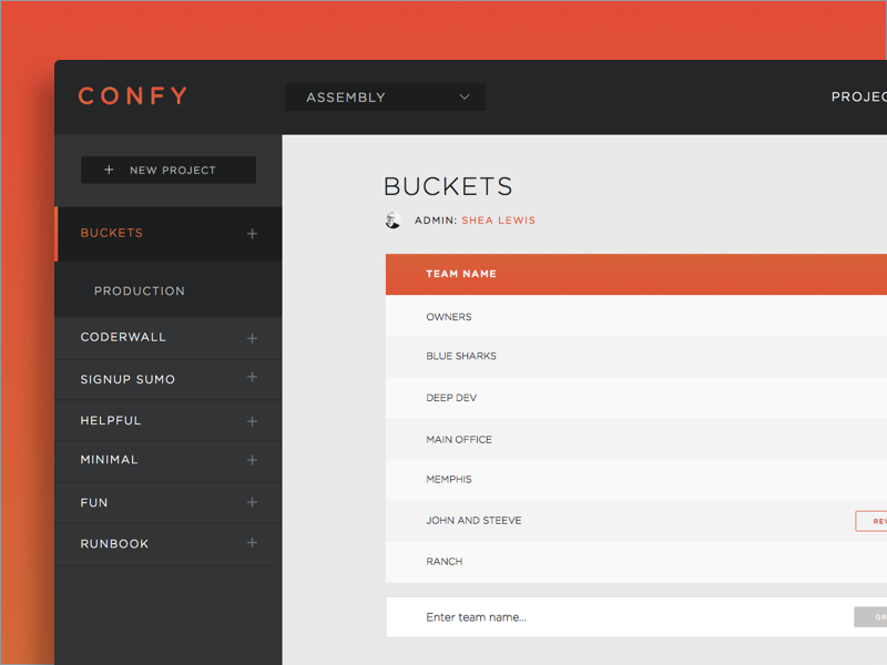CONFY Dashboard dashboard header style guide type ui user interface web web design