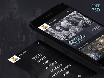 History Channel Application Design application channel freebies history iphone menu psd series tv video vikings
