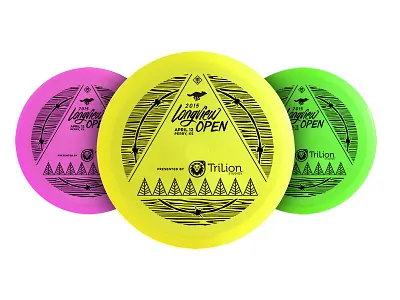 Longview Open barbed wire disc golf identity illustration logo trees trilion studios vector yellow