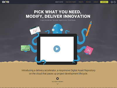 Octopus chatacter octopus parallax responsive website