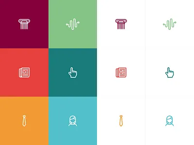 FYC Icons careers colorful data education focus lab how to iconography icons interview news set simple