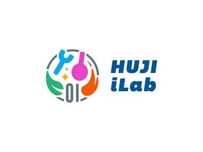 Innovation Lab circle colourful engineering flame flask lab leave logo programming science university wrench