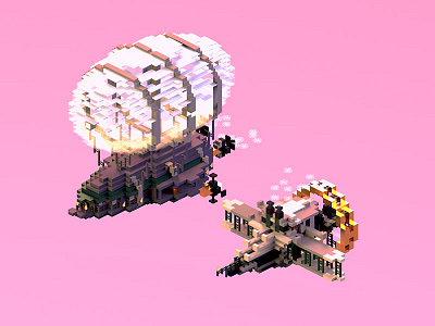 Steampunk Fleet 3d cinema 4d fleet minecraft pink render ship sky steampunk