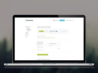 Signature request: me + others button esignatures footer hellosign icons menu redesign typography ui user interface ux web