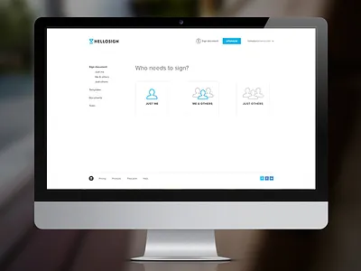 Who needs to sign? button esignatures footer hellosign icons menu redesign typography ui user interface ux web