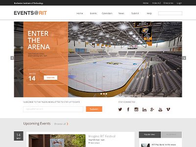 RIT Events Redesign (work in progress) academic adobe brown light orange photoshop redesign rit ui web