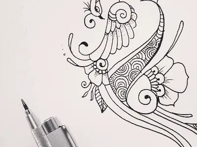 Freehand of peacock for henna art animals black and white drawing freehand henna indian peacock