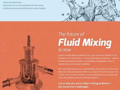 Future of Fluid Mixing blue dotted lines grid lines motion process salmon splash technology water