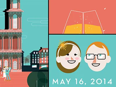 Champagne & Sans Limousines celebration champagne cheers church city couple illustration love paris toronto town wedding