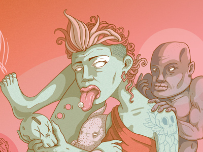 MITRA art artist character design color palette digital fear illustration illustrator pan peace pink wacom