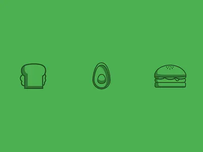 Food icon #1 avocado food green grey hamburger icon pattern sketch toast