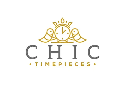 CHIC Timepieces - Logo bird brand branding chic clock flat gold illustration logo minimal time timepiece