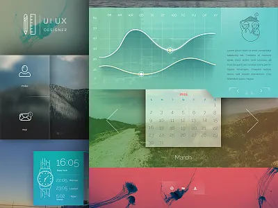 UI concept calendar chart concept mail profile time tip ui ux watch weather