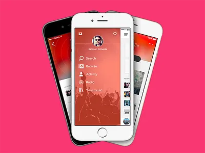 Music app • Drawer menu design experiment interaction interface music rdio sketch spotify ui ux