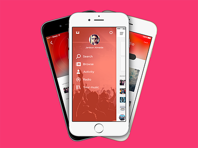 Music app • Drawer menu design experiment interaction interface music rdio sketch spotify ui ux