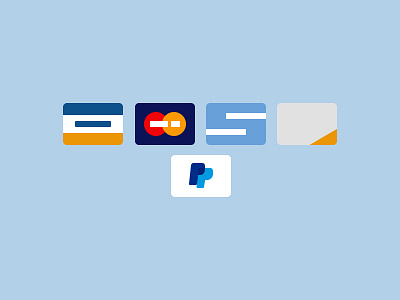 Credit Cards cards commerce credit cards design flat pastel payment paypal ui ux visa