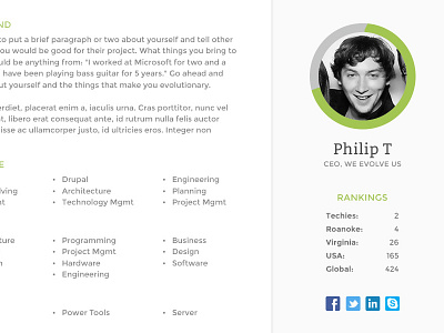 User Profile - We Evolve Us profile profile page resume ui user profile