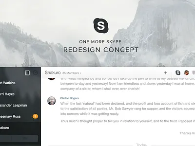 One more Skype concept for Mac chat concept light mac os redesign skype yosemite