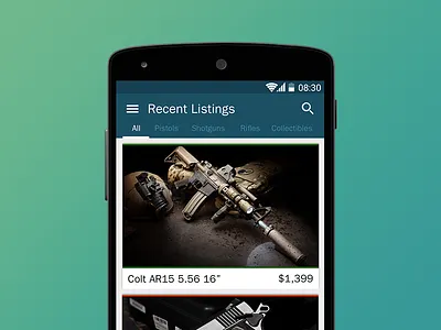 North Bridge Firearms App Homepage app bridge design firearms homepage lollipop material north ui ux