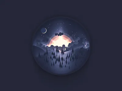 A quiet view on sunrise moon mountain night photoshop round snow sun sunrise vector
