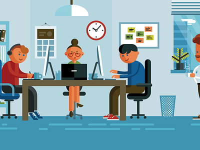 Office Illustration fireart fireart studio illustration imac man office people women work