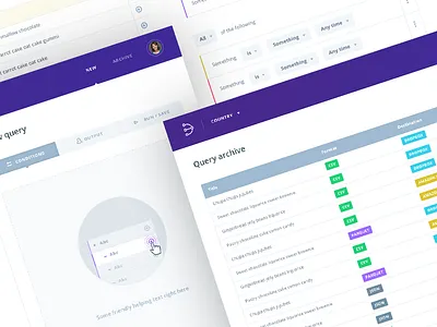 Datawarehouse - UI screens app clean data design flat open sans purple ui ux